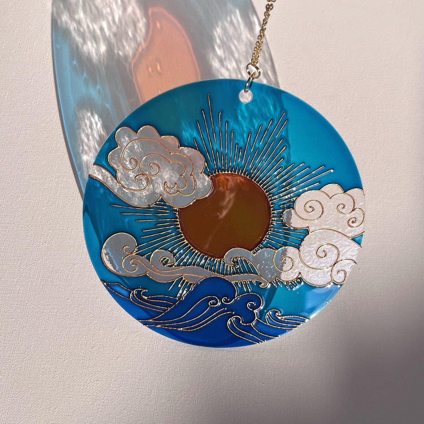 Set of 3 Stained glass Suncatchers Sun Moon Cloud Window decor Painting on acrylic