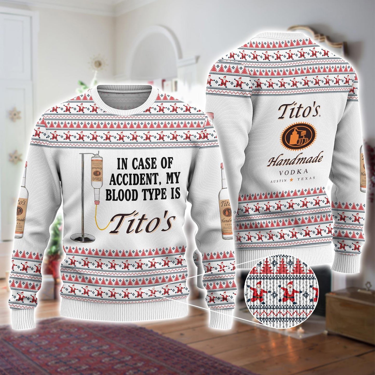 Tito Sweater Christmas, TITO'S Handmade Vodka Sweater, Austin Texas Label Ugly Sweater, Vodka Alcohol Xmas Sweater, Tito's Fan Gift