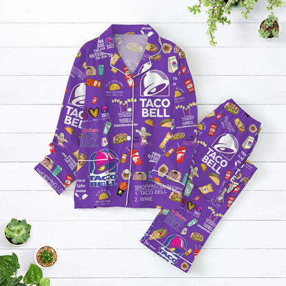 Taco Bell Pajamas Set, Fast Food Women Pajamas, Taco Bell Sauce Sleepwear, Mexican Pyjamas, Burrito Lover Pajamas, Taco Lovers Gifts