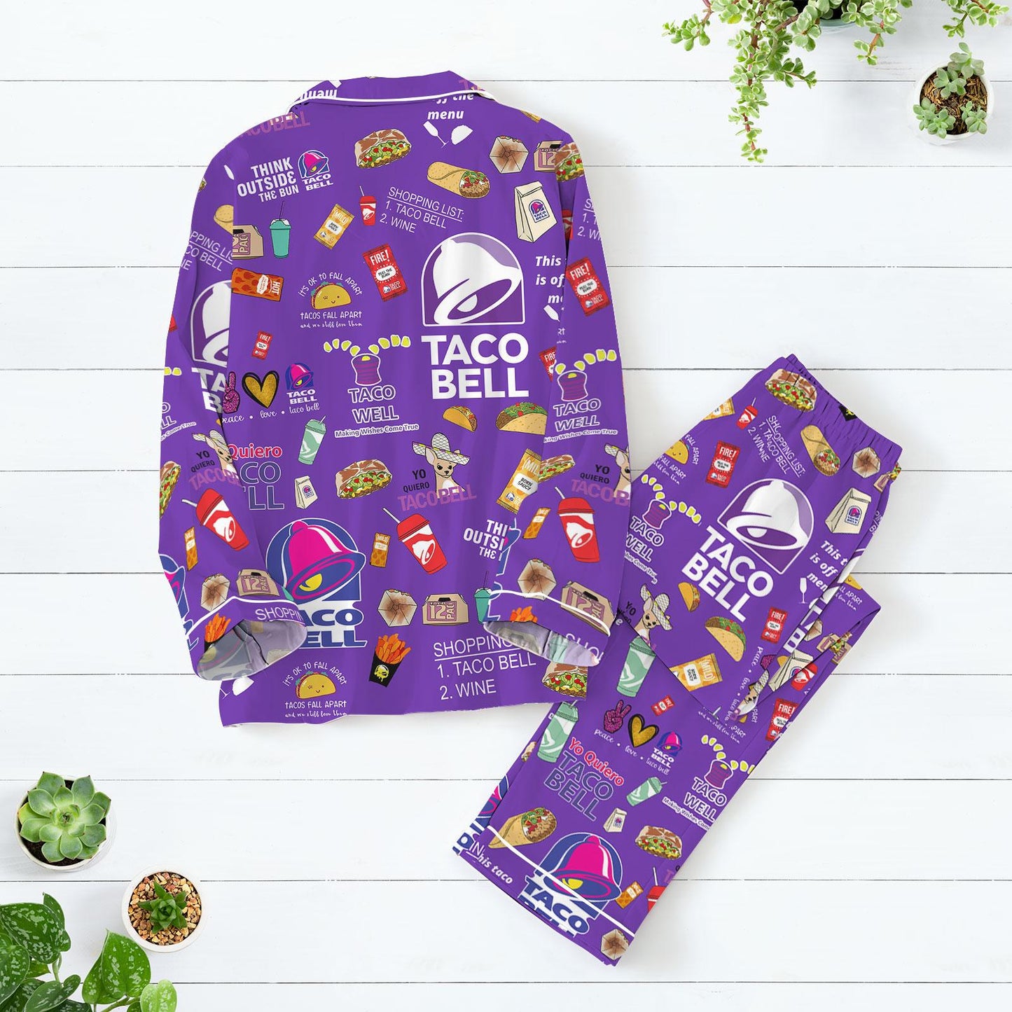 Taco Bell Pajamas Set, Fast Food Women Pajamas, Taco Bell Sauce Sleepwear, Mexican Pyjamas, Burrito Lover Pajamas, Taco Lovers Gifts