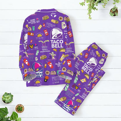 Taco Bell Pajamas Set, Fast Food Women Pajamas, Taco Bell Sauce Sleepwear, Mexican Pyjamas, Burrito Lover Pajamas, Taco Lovers Gifts