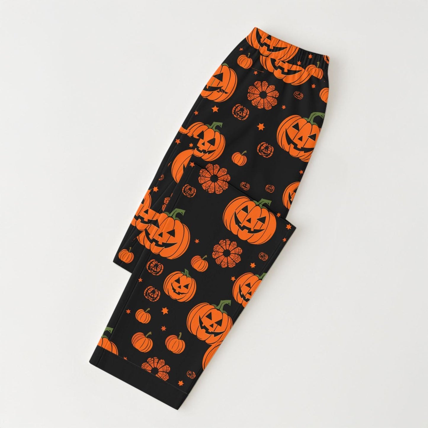 Black Halloween Pumpkin Pajamas Set, Scary Pumpkin Face Sleepwear, Long Sleeve Shirt, Cozy Fall Homewear, Family Matching Set