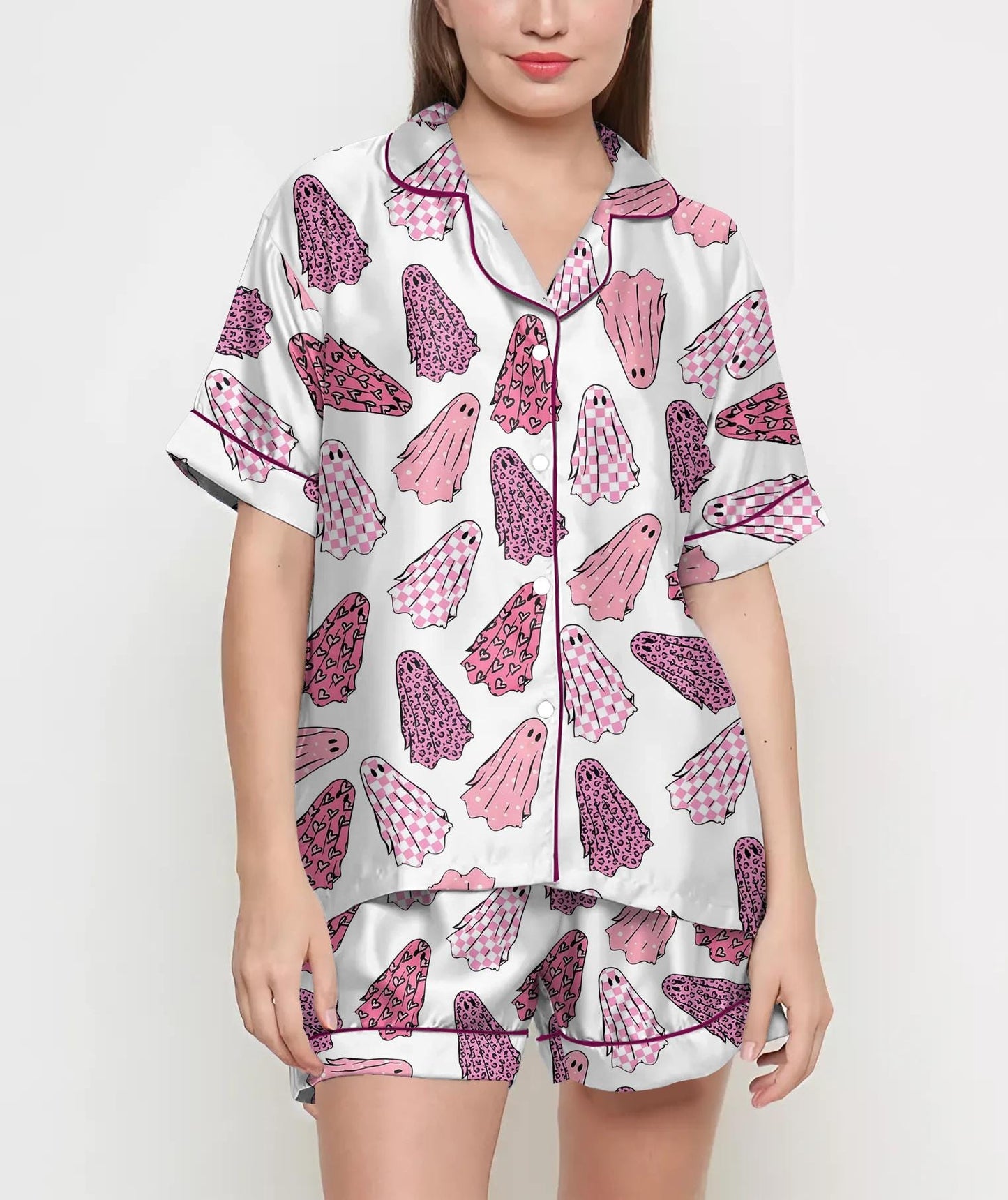 Breast Cancer Gifts, Breast Cancer Shirt, Pajamas Satin Set, Breast Cancer Awareness, Mother's Day Gift, Gift For Women, Pink Ribbon