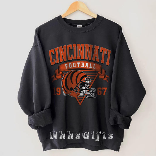 Graphic Cincinnati Mascot Football Sweatshirt, Game Day Gift Shirt, Cincinnati Football Fan Tee, Retro Cincinnati Team, Sport Mascot Gifts