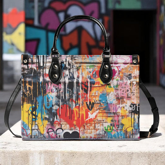 Street Canvas Square Handbag, Graffiti Art Vegan Leather Handbag, Top Handle, High-quality Crossbody Bag, Shoulder bag, Tote Bag,