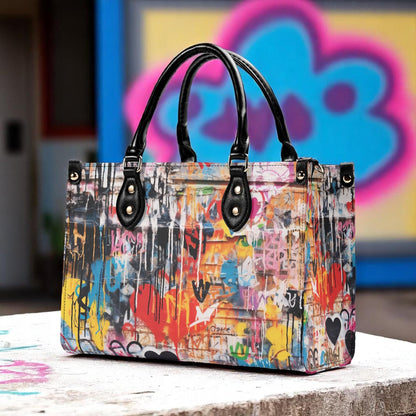 Street Canvas Square Handbag, Graffiti Art Vegan Leather Handbag, Top Handle, High-quality Crossbody Bag, Shoulder bag, Tote Bag,