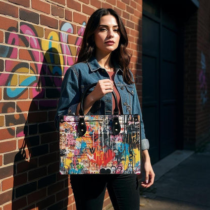 Street Canvas Square Handbag, Graffiti Art Vegan Leather Handbag, Top Handle, High-quality Crossbody Bag, Shoulder bag, Tote Bag,