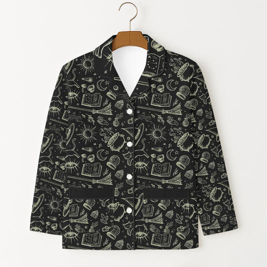 Halloween Mystical Witchy Pajamas Set, Celestial Moon and Magic Sleepwear, Dark Aesthetic Matching Set, Halloween Set Of Pyjamas