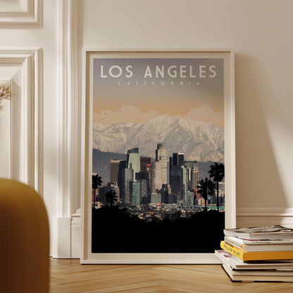Los Angeles California Wall Art, Downtown Los Angeles Skyline Poster Print, Retro LA Poster, Vintage Los Angeles Poster, California Gift