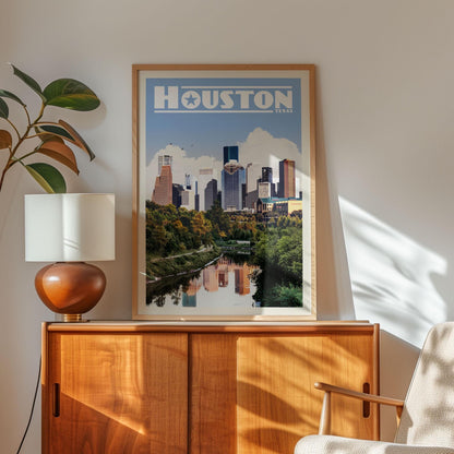 Houston Wall Art, Houston Skyline, Texas Poster, Texas Wall Art, Houston Poster, Houston Gift, Vintage East Texas Poster, Houston Map