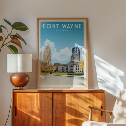Fort Wayne Indiana Print, Fort Wayne Indiana Wall Art, Fort Wayne Poster, Indiana Poster, Fort Wayne Skyline, Indiana Wall Art