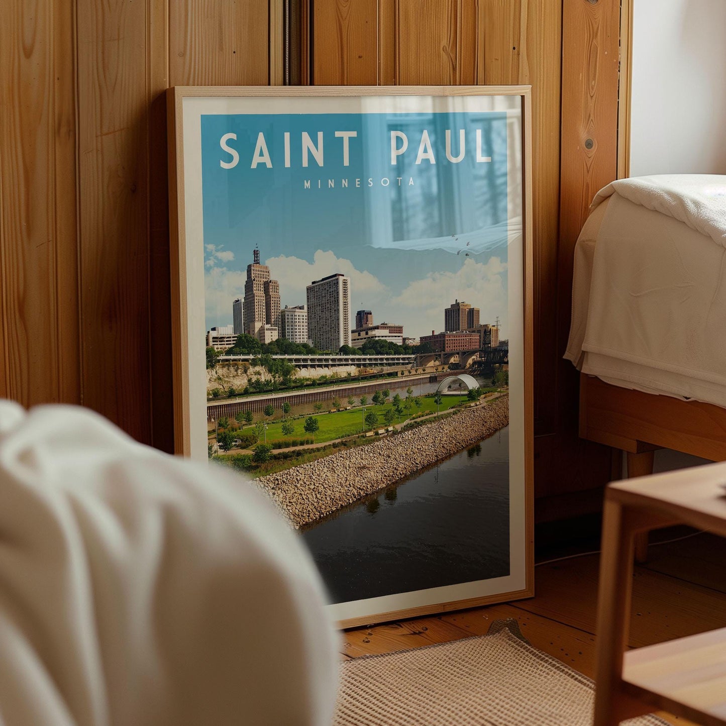 St. Paul Poster, St. Paul Framed Print, St. Paul Wall Art, Saint Paul Minnesota Decor, Minnesota Travel Poster Gift, Minnesota Map