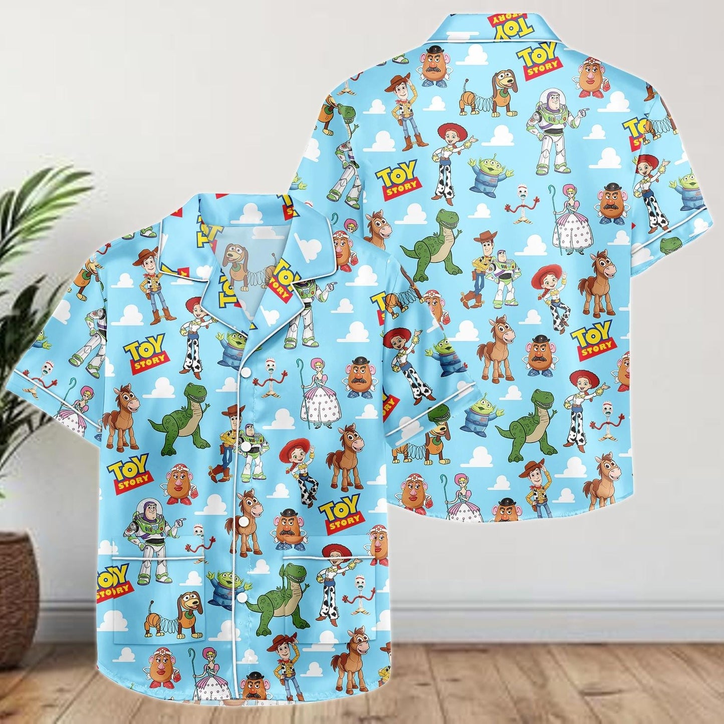 Toy Story Satin Pajamas Shorts Set, Pixar Characters Sleepwear, Women's Summer Lounge PJs, Cute Buzz and Woody Gift Set
