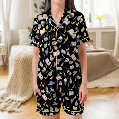 Fantasy Reader Satin Pajama Set, Book Lover Sleepwear, Enemies to Lovers Pajama Set, Bookish Pajamas, Short Sleeve or Long Sleeve Pajama Set