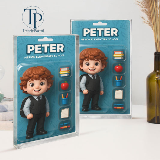 Personalized Back to School Gifts for Kids, Custom Photo Action Figure Acrylic Block, Unique Student Gift, First Day of School Gifts for Kid