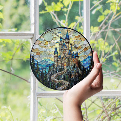 Enchanted Castle Mountain View Fantasy Suncatcher Gift for Dreamer