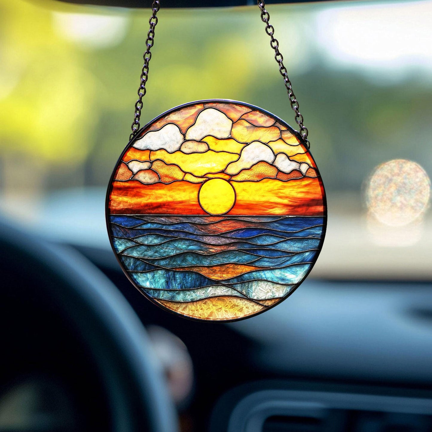 Beach Sunset Glass Suncatcher, Ocean Sunset Suncatcher, Beach Window Hanging, Beach Lover Home Decor, Beach Suncatcher, Summer Vibes Gift