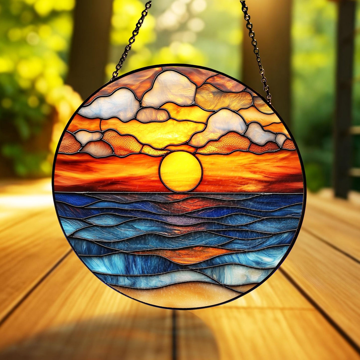 Beach Sunset Glass Suncatcher, Ocean Sunset Suncatcher, Beach Window Hanging, Beach Lover Home Decor, Beach Suncatcher, Summer Vibes Gift