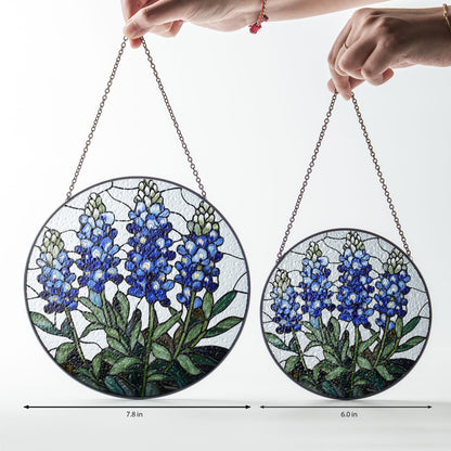 Texas Bluebonnet Stained Glass Suncatcher, Blue Wildflowers Suncatcher, Texas Flower Ornament, Texas Bluebonnet Decor gift, mom garden gift