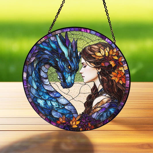 Dragon Glass Suncatcher, Dragon Lovers Gift, Dragon Inspired Art, Dragon Ornament, Fantasy Dragon Window Hanging, Ornament Gift for Mythical