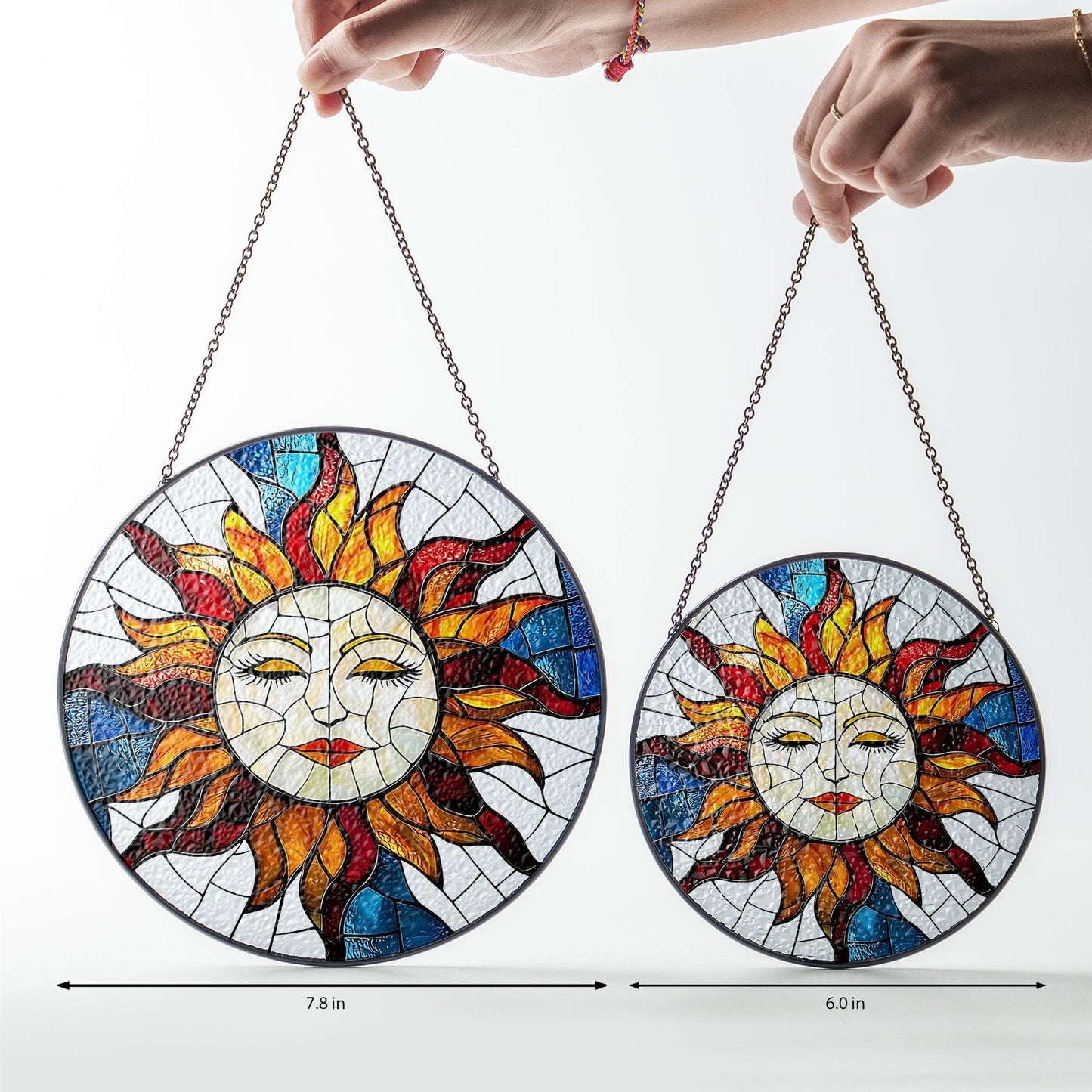 Sun Face Glass Suncatcher, Sun Suncatcher Ornament, Faces Light Catcher Window Hanging, Whimsical Spiral Sun, Sun Decor, Sun Set Lover Gift