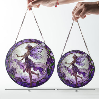 Purple Butterfly Fairy Glass Suncatcher, Fairy Garden Decor, Butterfly Fairy Ornament, Fantasy Decor, Magical Decor, Gift for Fantasy Lovers