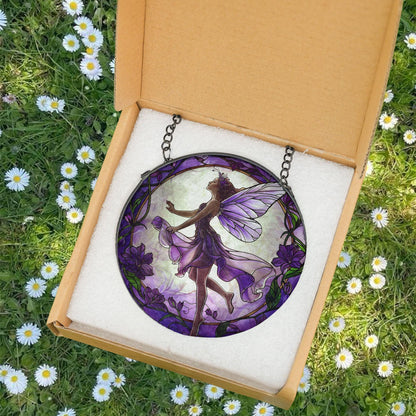 Purple Butterfly Fairy Glass Suncatcher, Fairy Garden Decor, Butterfly Fairy Ornament, Fantasy Decor, Magical Decor, Gift for Fantasy Lovers
