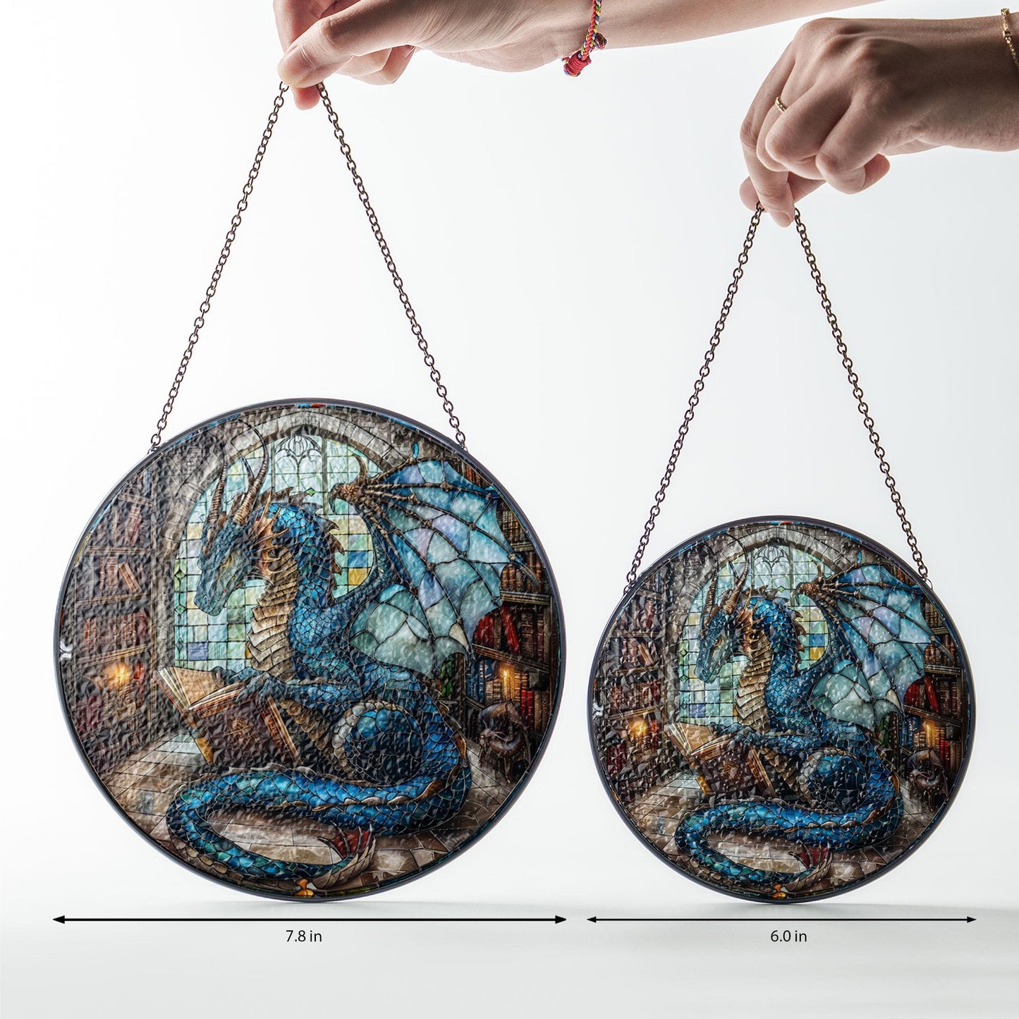 Book Dragon Suncatcher Ornament, Fantasy Dragon Glass Window Hanging, Dragon Gift, Bookish Home Decor, Librarian Gift, Book Lover Gifts