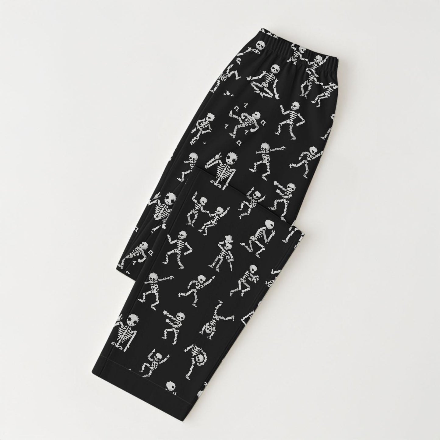 Dancing Skeleton Sleepwear, Spooky Halloween Matching Set, Funny Skeleton Homewear, Black Nightwear for Fall and October Vibes