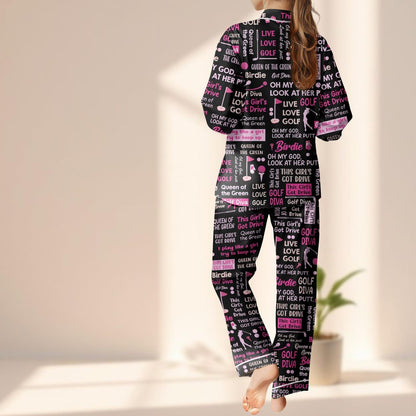 Funny Golf Diva Satin Pajamas Set, This Girl's Got Drive Sleepwear, Queen Of The Green Pjs, Cute Golf Loungewear, Birthday Gift