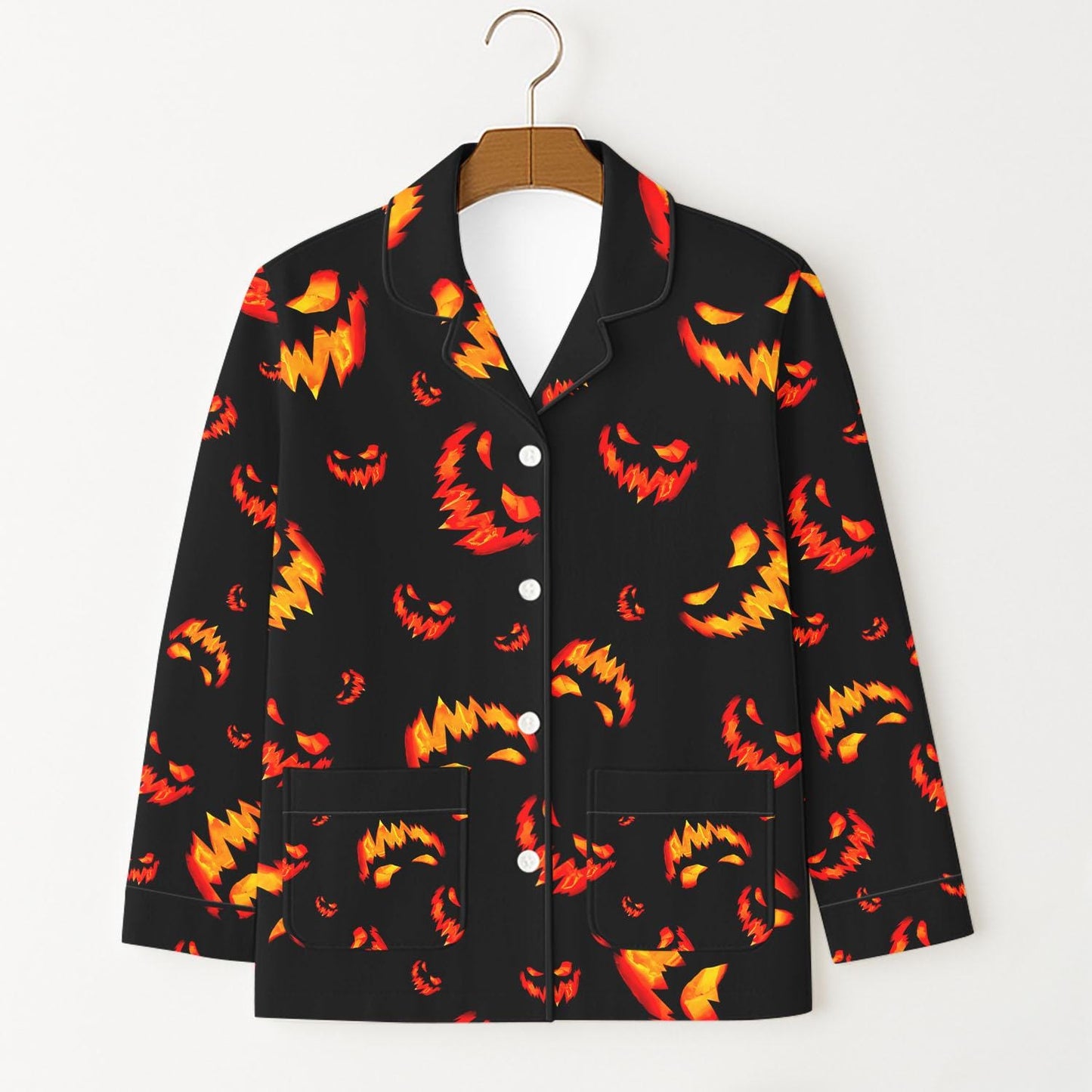 Halloween Scary Pumpkin Pajamas Set, Spooky Season Homewear, Jack O Lantern Face Matching Set, Fall Season Sleepwear, Horror Nightwear Gift