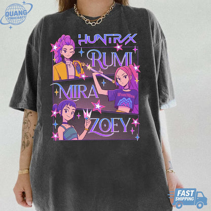 Kpop Huntrix Shirt, Kpop Demon Hunters Shirt, Kpop Huntrix Tee, Mira, Rumi, Zoey, Derpy Tiger Tee, Gift for Huntrix fans, Saja Boys Fans