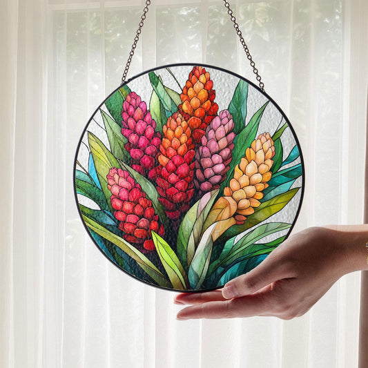 Tropical Ginger Flower Stained Glass Suncatcher, Tropical Home Style, Gift for Gardeners, Nature Lovers Gift, Tropical Ginger Lovers Gift