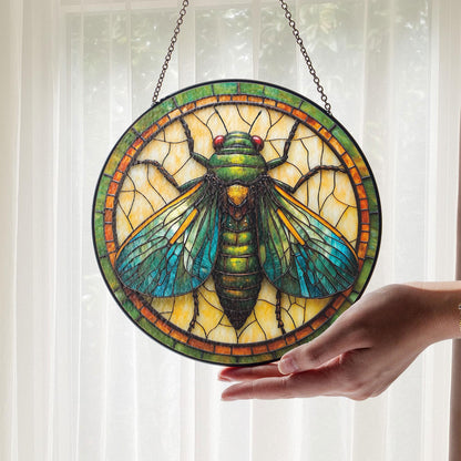 Cicada GLASS Window Decor, Translucent Decor, Insect glass window hanging, cicada vibrant Decor Gift, cicada Suncatcher, Insect lover gift