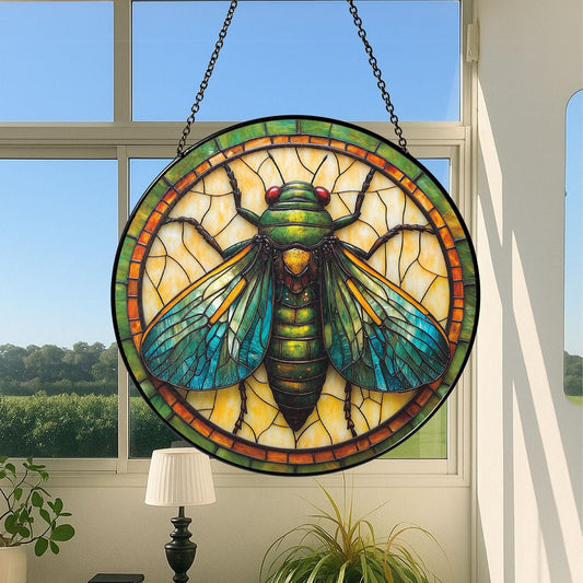 Cicada GLASS Window Decor, Translucent Decor, Insect glass window hanging, cicada vibrant Decor Gift, cicada Suncatcher, Insect lover gift