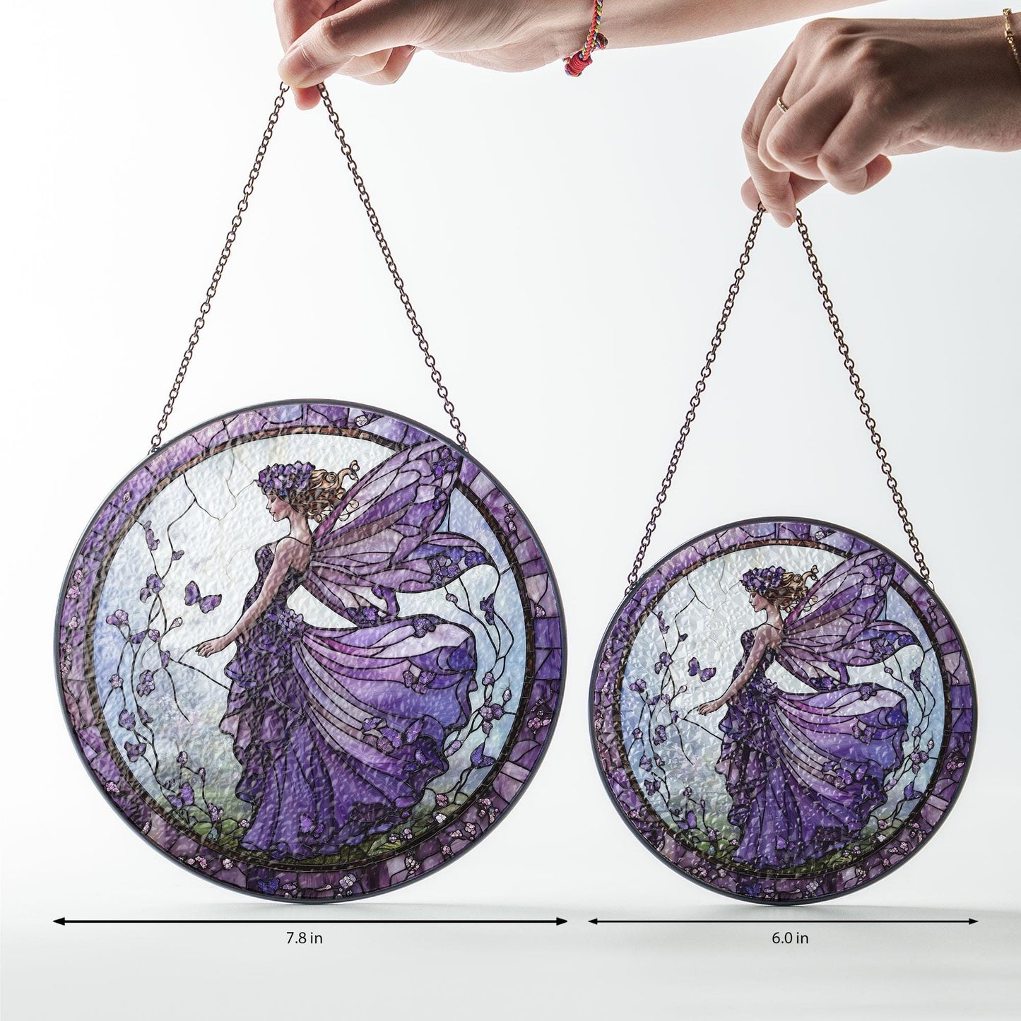 Purple Butterfly Fairy Glass Suncatcher, Fairy Garden Decor, Butterfly Fairy Ornament, Fantasy Decor, Magical Decor, Gift for Fantasy Lovers