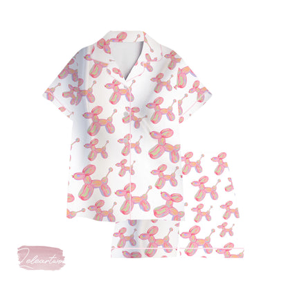 Balloon Dogs Set – Pink Pajama Shorts & Top with Cute Balloon Animal Print