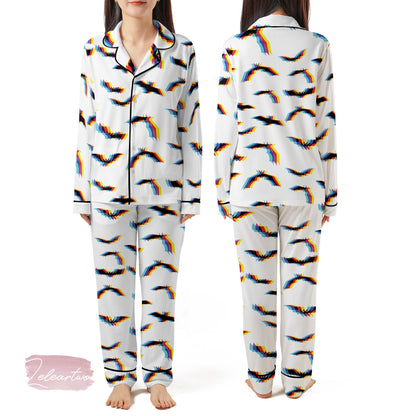 Bat Glitch Color Set – Trippy Rainbow Bat Print Pajama Shorts & Shirt