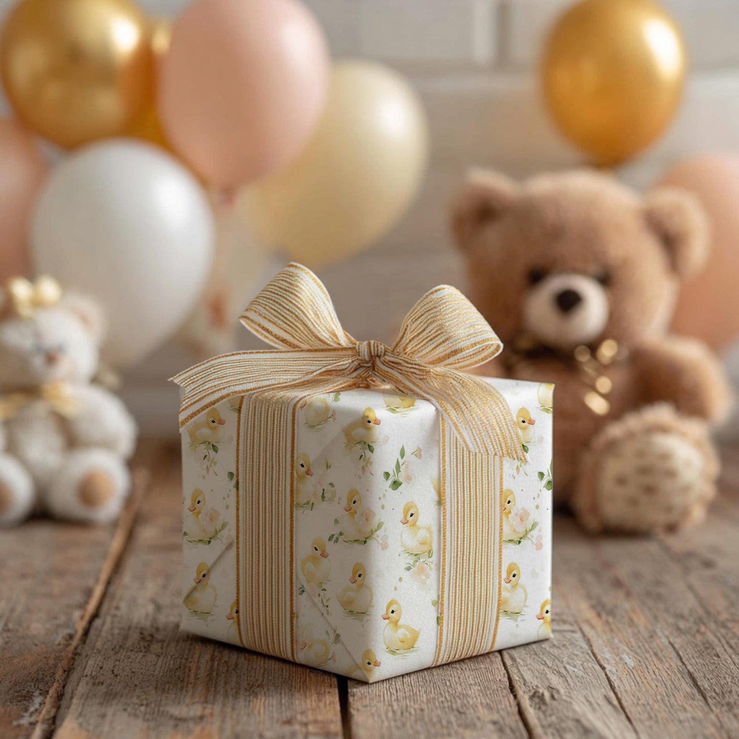 Cute Duckling Wrapping Paper: Glossy and Matte Finish