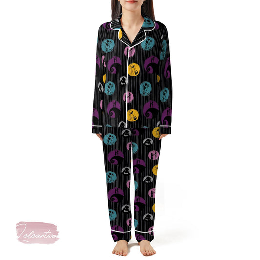 Nightmare Before Christmas Pajama Set – Jack Skellington Short Sleeve Sleepwear, Cute Halloween Loungewear Gift for Fans