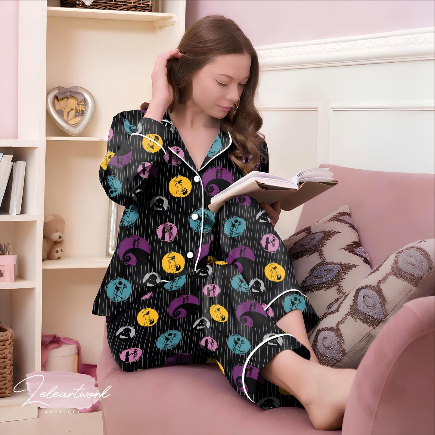 Nightmare Before Christmas Pajama Set – Jack Skellington Short Sleeve Sleepwear, Cute Halloween Loungewear Gift for Fans