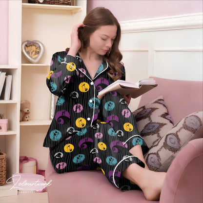 Nightmare Before Christmas Pajama Set – Jack Skellington Short Sleeve Sleepwear, Cute Halloween Loungewear Gift for Fans