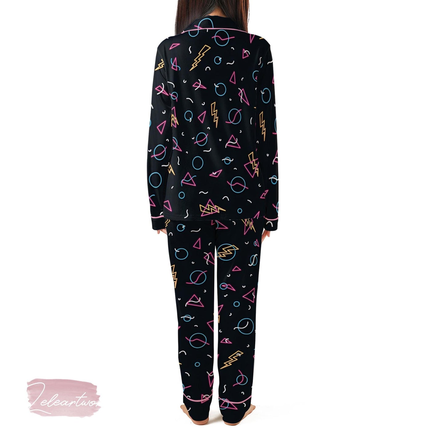 Retro Arcade Carpet Pajama Set – Neon 80s Gamer Short Sleeve Sleepwear, Fun Nostalgic Loungewear Gift for Gamers