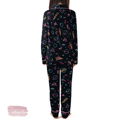 Retro Arcade Carpet Pajama Set – Neon 80s Gamer Short Sleeve Sleepwear, Fun Nostalgic Loungewear Gift for Gamers