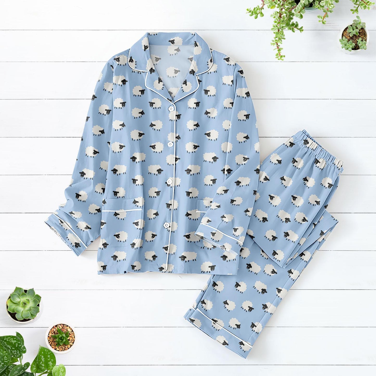 Cute Sheep Pajamas Set, Animal Lover Pajamas For Women, Sheep Lover Halloween Matching Pajama, Funny Lamb Pajamas For Her