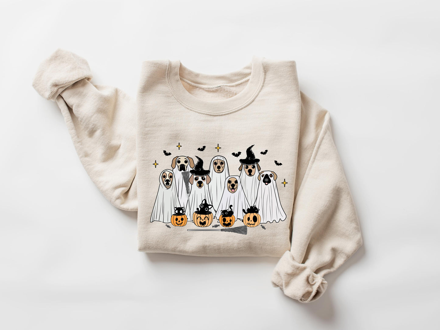 Halloween Ghost Dog Shirt, Cute Ghots Dog T-shirt, Spooky Season Outfit, Retro Halloween Tees, Halloween Dog Clothing Gifts