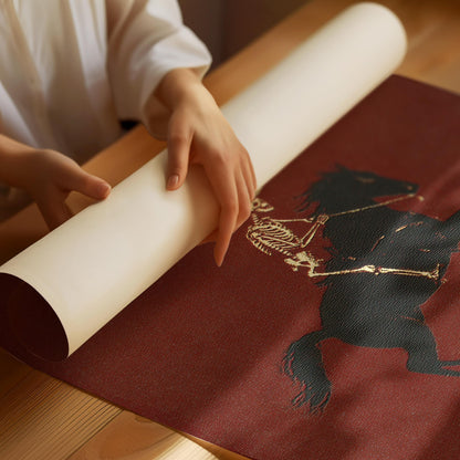 Skeleton Cowboy Illustration Bucking Bronco Print Gothic Wall Decor Horse Poster Quirky Art Western Poster Retro Rodeo Art Cowgirl Wall Art