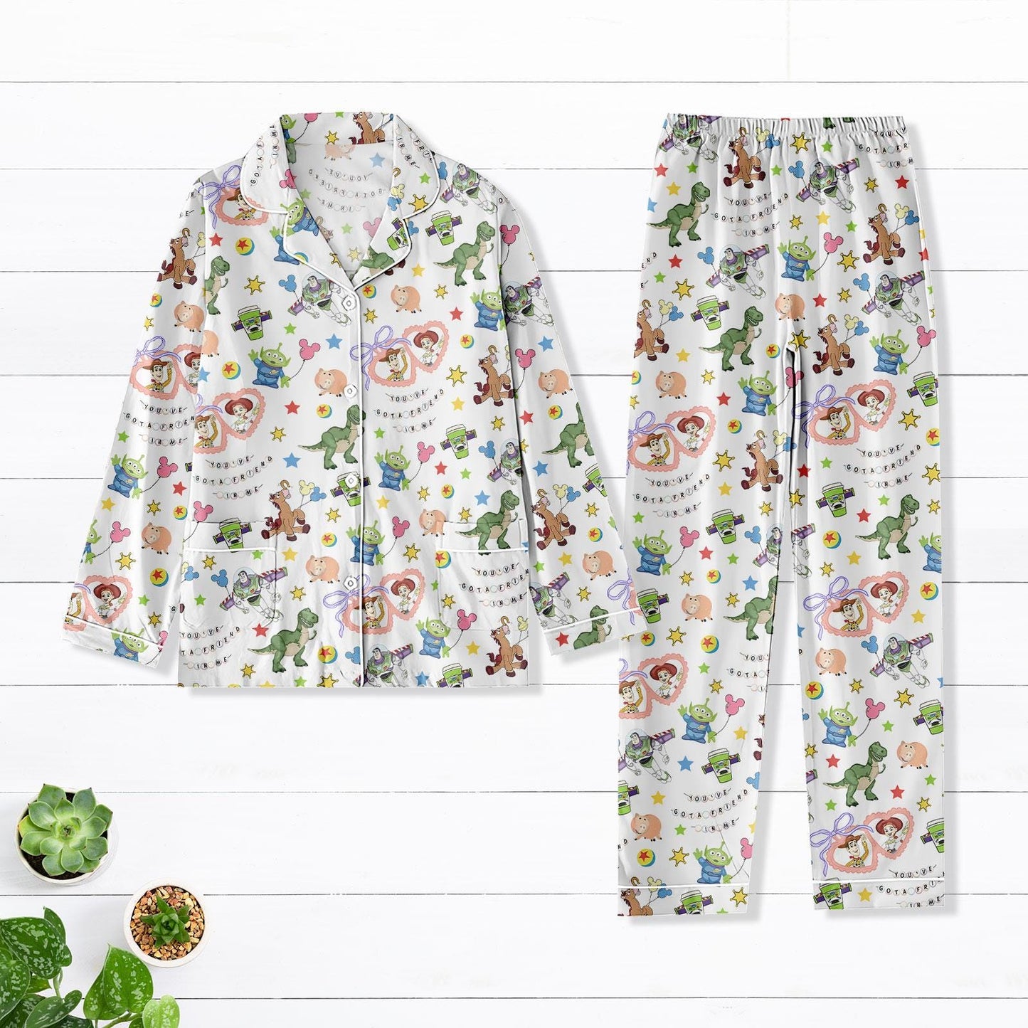 Toy Story Pajamas Set for Women, Cute Pixar Character Sleepwear, Buzz Woody Alien Nightwear, Pajamas For Her