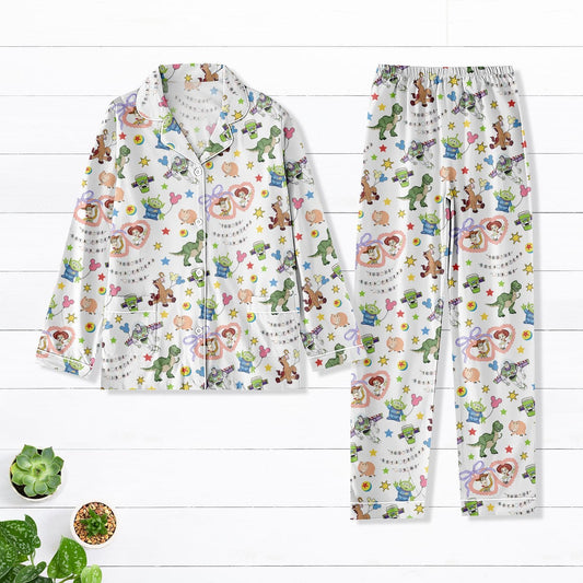 Toy Story Pajamas Set for Women, Cute Pixar Character Sleepwear, Buzz Woody Alien Nightwear, Pajamas For Her