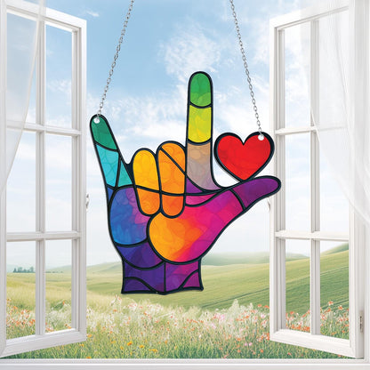 Sign Language Acrylic Window Hanging, Sign Language Gift, ASL Gift, ASL Teacher, American Sign Language, ASL Teacher Window Decor, Hand Sign